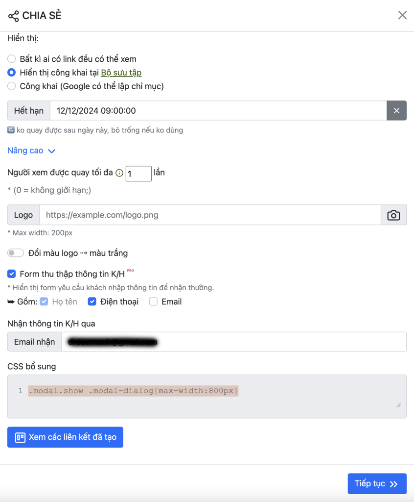 thay đổi kích thước Popup kết quả quay - Hướng dẫn tùy biến màu sắc, âm thanh và danh sách cho thay đổi kích thước Popup kết quả quay