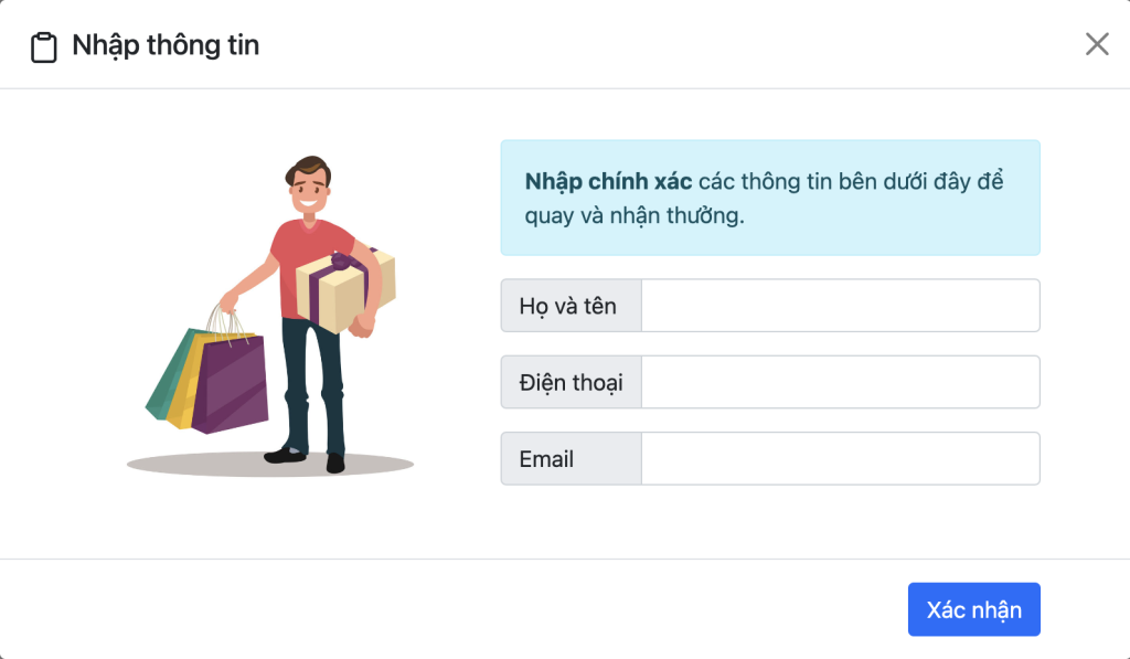 tùy biến form thu thập thông tin vòng quay - Hướng dẫn tùy biến màu sắc, âm thanh và danh sách cho tùy biến form thu thập thông tin vòng quay