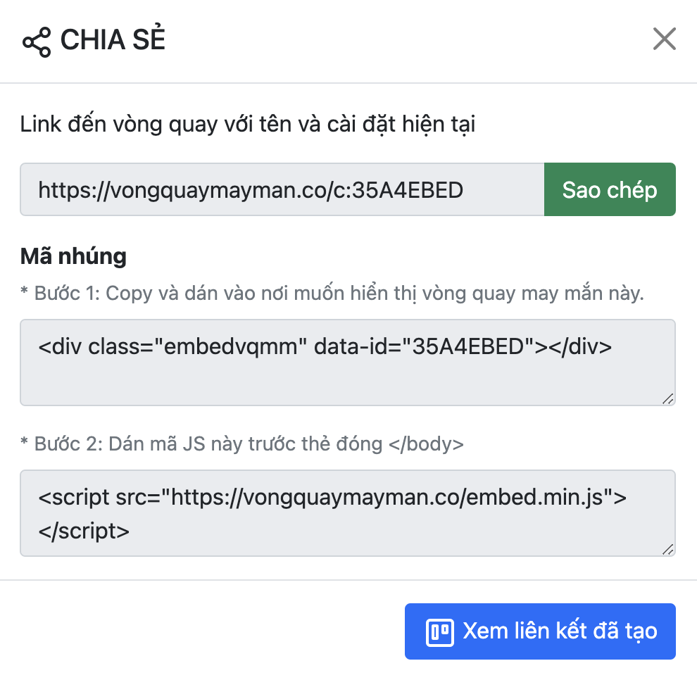 nhúng vòng quay may mắn vào website - Hướng dẫn tùy biến màu sắc, âm thanh và danh sách cho nhúng vòng quay may mắn vào website