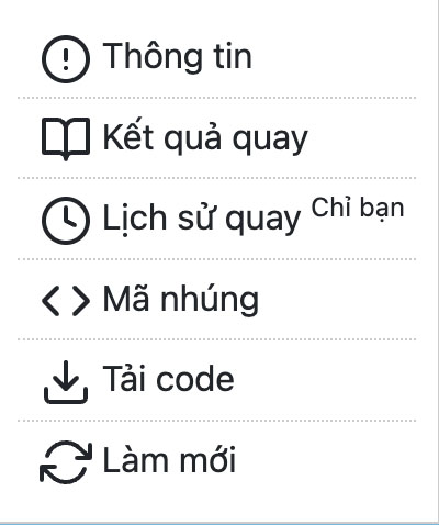 lưu lịch sử vòng quay may mắn - Giao diện trực quan của công cụ lưu lịch sử vòng quay may mắn trên nền tảng VQMM.CO