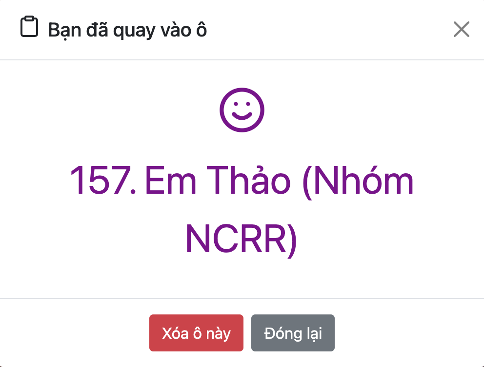 thay đổi kích thước Popup kết quả quay - Giao diện trực quan của công cụ thay đổi kích thước Popup kết quả quay trên nền tảng VQMM.CO
