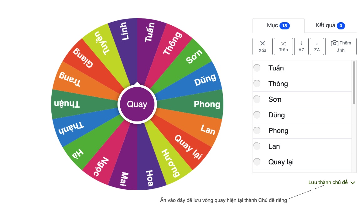 tạo chủ đề vòng quay may mắn - Kết quả hiển thị minh bạch, chính xác khi sử dụng tạo chủ đề vòng quay may mắn